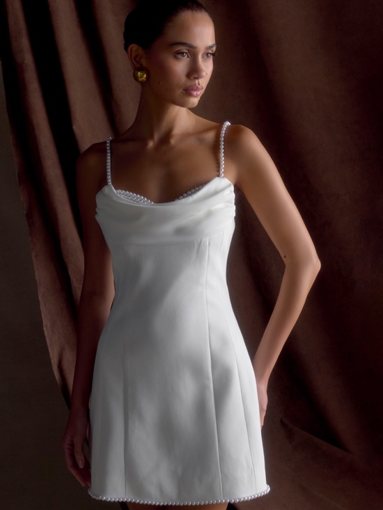Meshki Dresses & Skirts - Meshki Pearl Detailed White Mini Dress